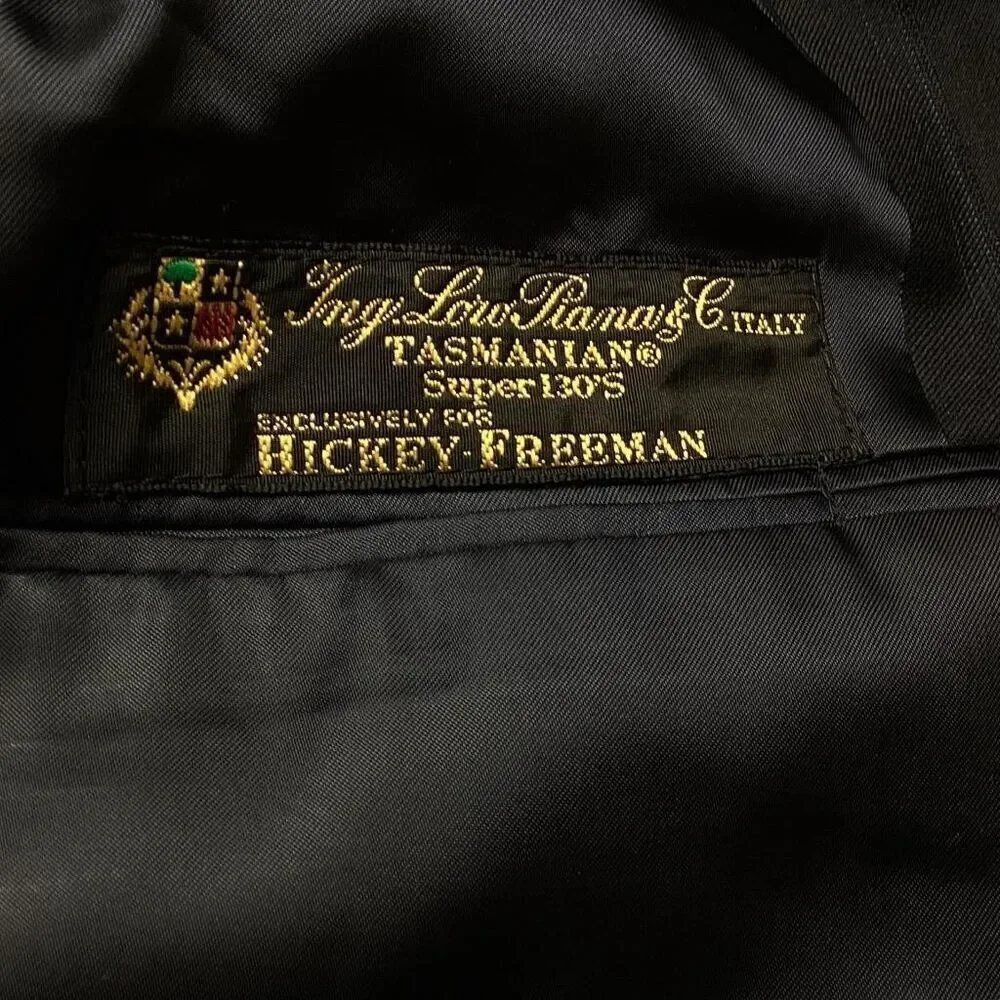 Hickey Freeman Blazer Men 44R Black Striped Loro Piana Super 130 Wool Jacket